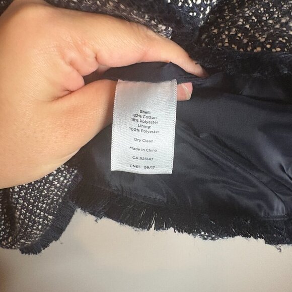 Talbots navy blue tweed fringe blazer jacket - Picture 4 of 5